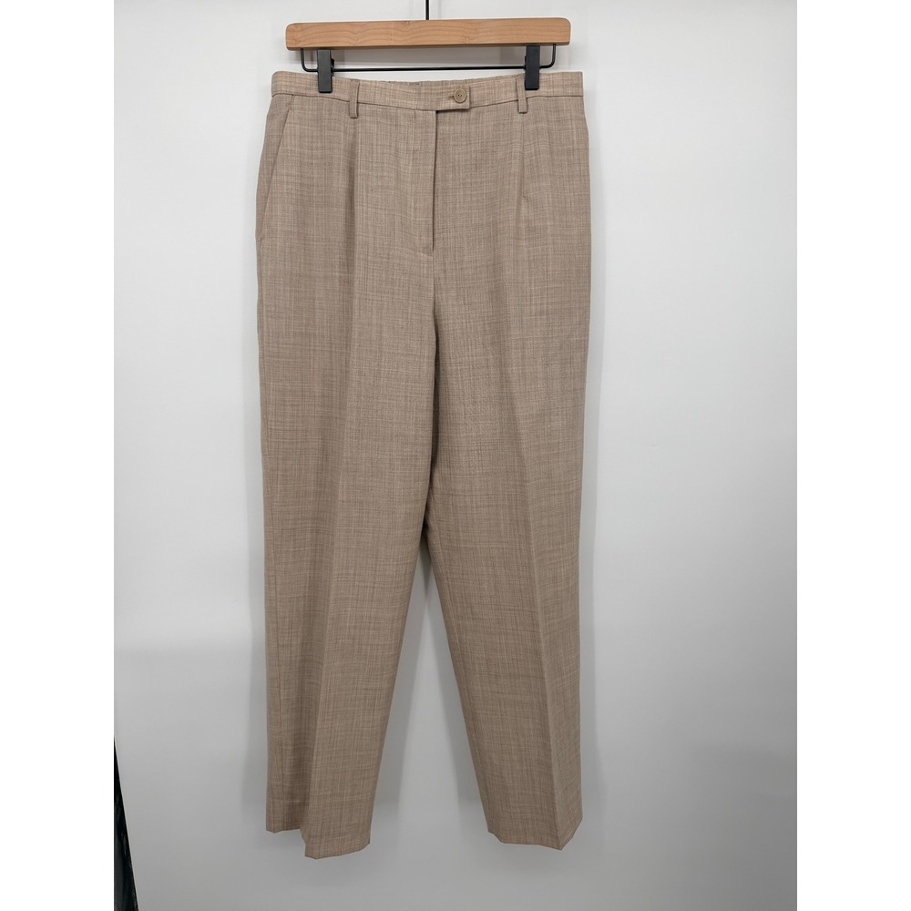 Pendleton Trousers Women 14 Beige Good Virgin Wool Pleated High Rise Straight